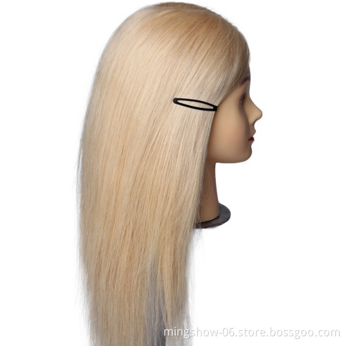 Hairdressing practice training head mannequin of natural hair